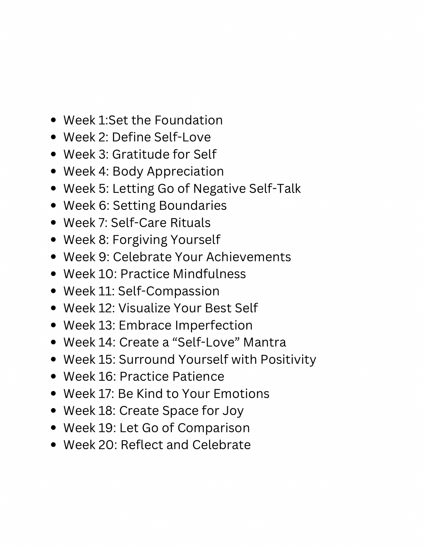 20 Week Challenge of Self-Love: A Journey to Inner Growth and Confidence (E-Book)