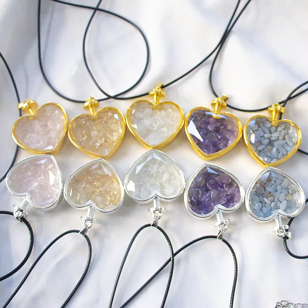 Heart Shaped Healing Crystal Necklace