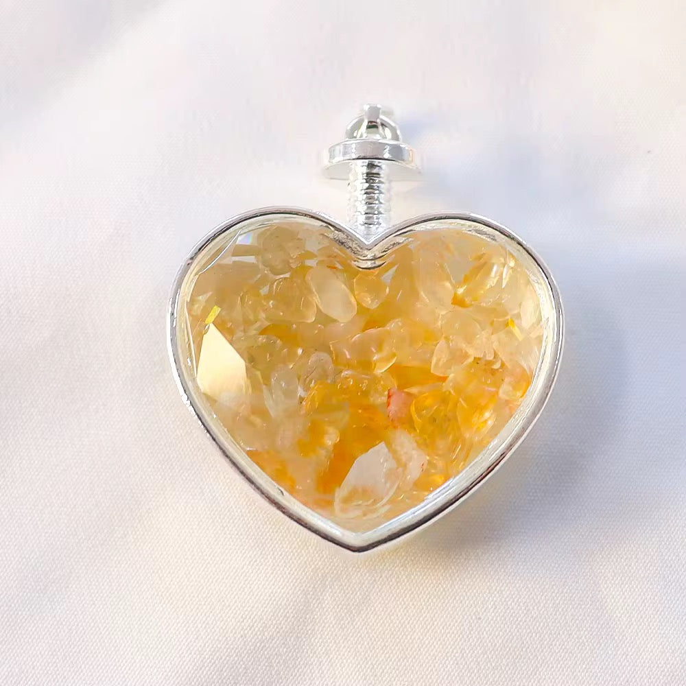 Heart Shaped Healing Crystal Necklace